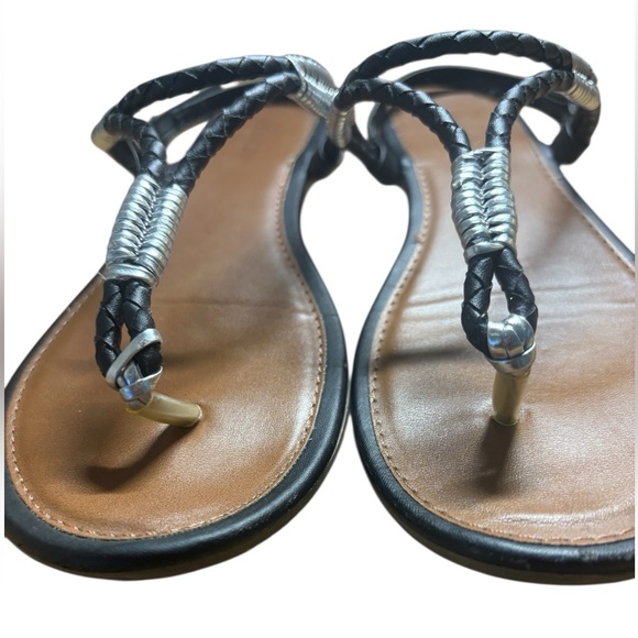 Braided Black and Silver Women's Sandals - Picture 3 of 4